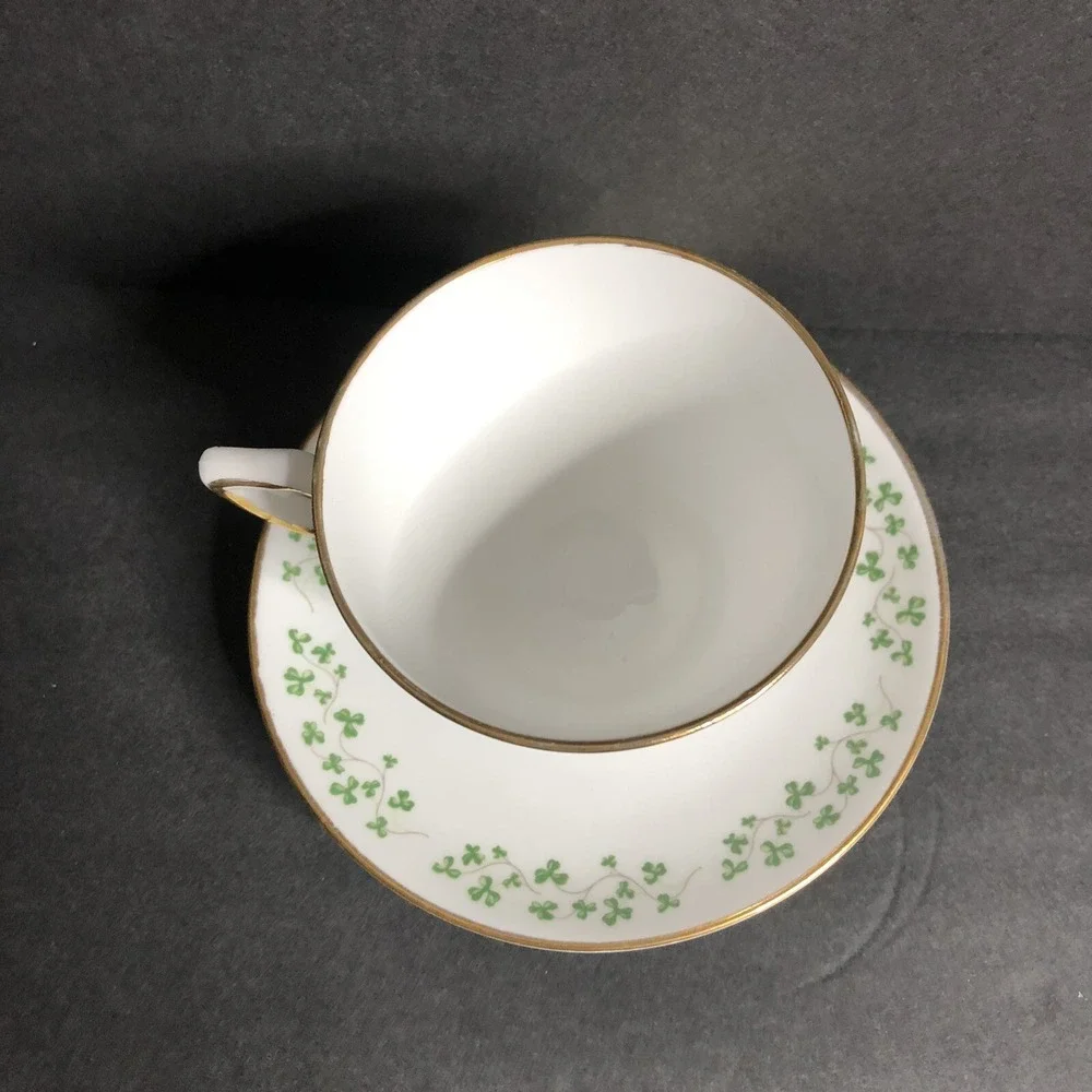 Royal Tara Shamrock Cup Saucer and Bread Plate Smooth Edge Made in Ireland 3 Pc
